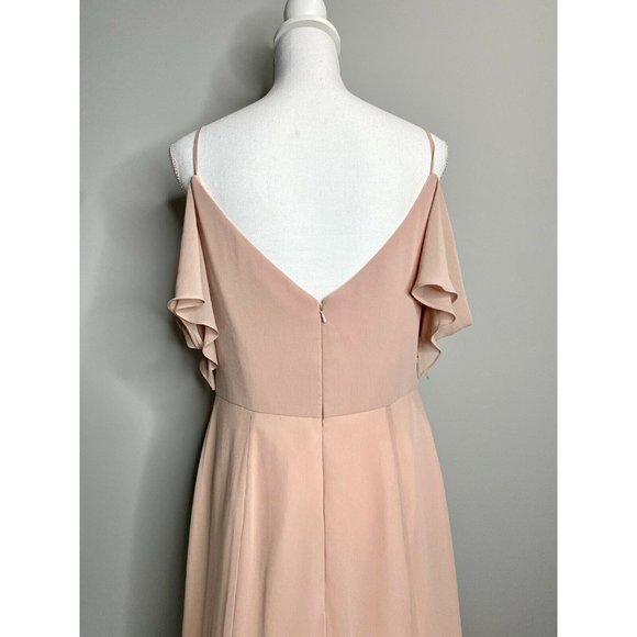 Watters&Watters Aldridge Cold-Shoulder Slit Bridesmaid Flowy Gown Size 12 - Picture 4 of 10